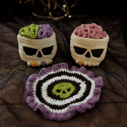 Brainy Skull Coaster set Crochet Pattern